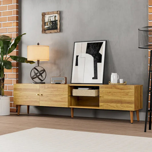 177.8 cm Mid Century Modern TV Stand, TV Stand with Storage, Entertainment Center for Living Room Bedroom, TV Media Console