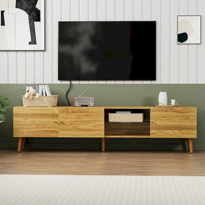 Meuble TV moderne de 177,8 cm de style Mid-Century, Meuble TV avec rangement, Meuble TV pour salon et chambre, Console média TV