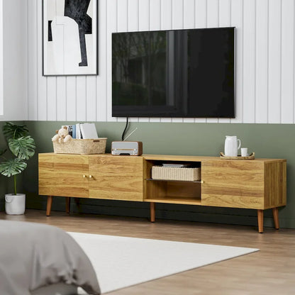 Meuble TV moderne de 177,8 cm de style Mid-Century, Meuble TV avec rangement, Meuble TV pour salon et chambre, Console média TV