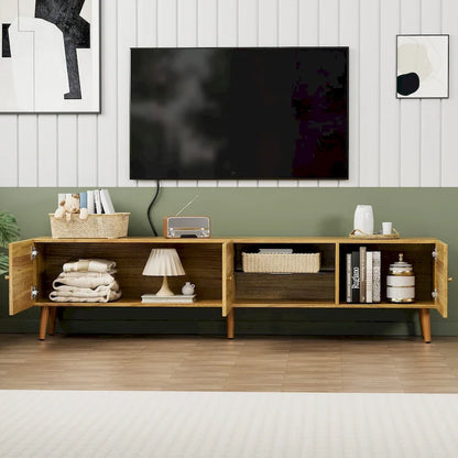Meuble TV moderne de 177,8 cm de style Mid-Century, Meuble TV avec rangement, Meuble TV pour salon et chambre, Console média TV