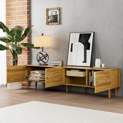 Meuble TV moderne de 177,8 cm de style Mid-Century, Meuble TV avec rangement, Meuble TV pour salon et chambre, Console média TV