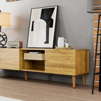 Meuble TV moderne de 177,8 cm de style Mid-Century, Meuble TV avec rangement, Meuble TV pour salon et chambre, Console média TV