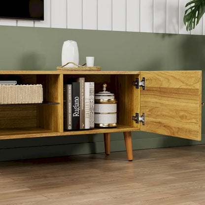 Meuble TV moderne de 177,8 cm de style Mid-Century, Meuble TV avec rangement, Meuble TV pour salon et chambre, Console média TV