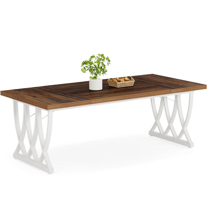 180 cm Wood Metal Rectangular Kitchen Dining Table for 6-8