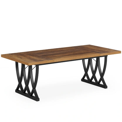 Table de salle à manger rectangulaire 180 cm en bois et métal pour 6 à 8 personnes