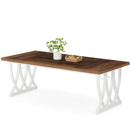 Table de salle à manger rectangulaire 180 cm en bois et métal pour 6 à 8 personnes