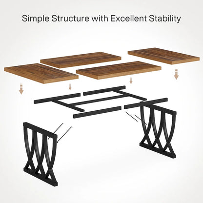 Table de salle à manger rectangulaire 180 cm en bois et métal pour 6 à 8 personnes