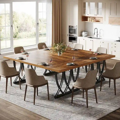 Table de salle à manger rectangulaire 180 cm en bois et métal pour 6 à 8 personnes
