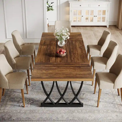 Table de salle à manger rectangulaire 180 cm en bois et métal pour 6 à 8 personnes