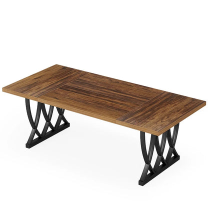 Table de salle à manger rectangulaire 180 cm en bois et métal pour 6 à 8 personnes