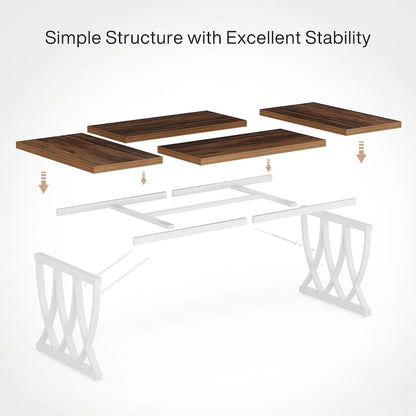Table de salle à manger rectangulaire 180 cm en bois et métal pour 6 à 8 personnes